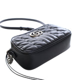 Small GG Marmont Matelasse Leather Aria Crossbody Black - Lab Luxury Resale