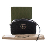 Small GG Marmont Matelasse Leather Aria Crossbody Black - Lab Luxury Resale