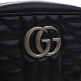 Small GG Marmont Matelasse Leather Aria Crossbody Black - Lab Luxury Resale