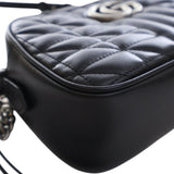 Small GG Marmont Matelasse Leather Aria Crossbody Black - Lab Luxury Resale