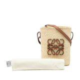 Paulas Ibiza Raffia Anagram Square Pocket Bucket Bag Beige - Lab Luxury Resale