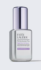 Estee Lauder Perfectionist Pro Rapid Firm + Lift Serum with Hexapeptides 8 and 9, 30ml bottle, close-up of product packaging