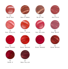 Hermès Silky Lipstick Shine in various shades, new in box, showcasing smooth, glossy lipstick with elegant packaging.