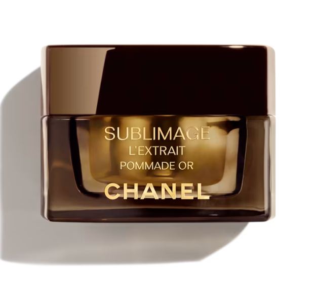 Chanel SubLimage L'Extrait Pommade Or beauty product jar with gold accents and elegant packaging.