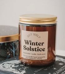 Shy Wolf Candles Winter Solstice home candle with warm glow and seasonal design, perfect for cozy winter decor.