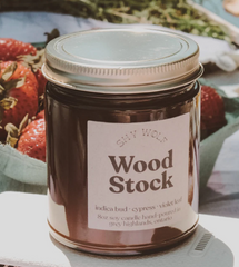 Shy Wolf Candles Woodstock home candle with a rustic design and natural wax finish, perfect for cozy decor.