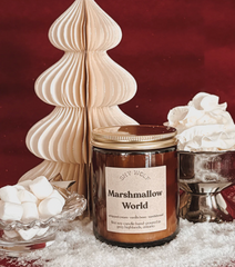 Shy Wolf Candles Marshmallow World home candle with a cozy marshmallow-themed design and warm, inviting colors.