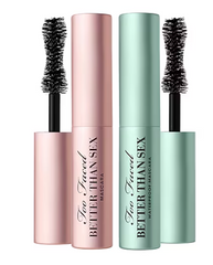 Mini set of Too Faced Better Than Sex Mascara, featuring two unopened beauty mascaras in original packaging.