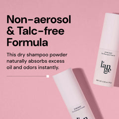 L'ange Stardust Dry Shampoo Powder 10g container with starry design, used for refreshing hair and absorbing oil.