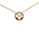 18K Yellow Gold and Mother of Pearl Monogram Color Blossom Sun Necklace Gold - Lab Luxury Resale