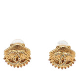 CC Gold Plated Rhinestone Shell Clip On Earrings Gold - Lab Luxury Resale