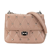 Studded Matelasse Leather Crossbody Brown - Lab Luxury Resale