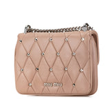 Studded Matelasse Leather Crossbody Brown - Lab Luxury Resale