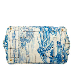 Large Canvas Canapa Azulejos Satchel Blue - Lab Luxury Resale