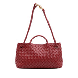 Lambskin Intrecciato East West Andiamo Top Handle Bag Red - Lab Luxury Resale