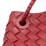 Lambskin Intrecciato East West Andiamo Top Handle Bag Red - Lab Luxury Resale