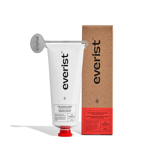 Everist Concentrate Conditioner for deep conditioning, shown in a sleek bottle with a pump dispenser, part of the beauty hair care line.