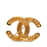 CC Gold Plated Baroque Embossed Logo Brooch Gold - Lab Luxury Resale