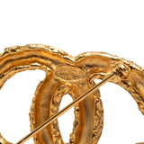 CC Gold Plated Baroque Embossed Logo Brooch Gold - Lab Luxury Resale