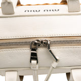 Wicker Trimmed Leather Top Handle Bag White - Lab Luxury Resale