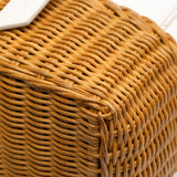 Wicker Trimmed Leather Top Handle Bag White - Lab Luxury Resale