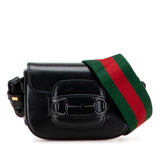 Mini Leather Horsebit 1955 Web Satchel Black - Lab Luxury Resale