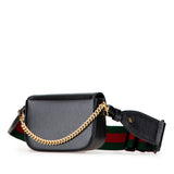 Mini Leather Horsebit 1955 Web Satchel Black - Lab Luxury Resale