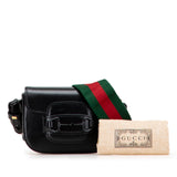 Mini Leather Horsebit 1955 Web Satchel Black - Lab Luxury Resale
