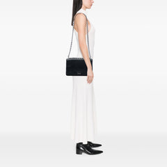 Saffiano Lux and Tessuto Chain Crossbody Black - Lab Luxury Resale