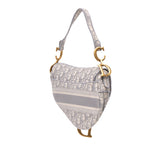 Oblique Canvas Embroidered Saddle Bag Gray - Lab Luxury Resale