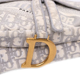 Oblique Canvas Embroidered Saddle Bag Gray - Lab Luxury Resale
