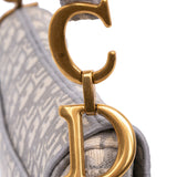 Oblique Canvas Embroidered Saddle Bag Gray - Lab Luxury Resale