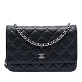 CC Quilted Lambskin Wallet On Chain Black - Lab Luxury Resale