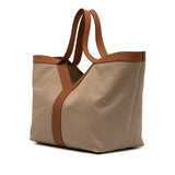 Leather Trimmed Canvas Y Tote Brown - Lab Luxury Resale