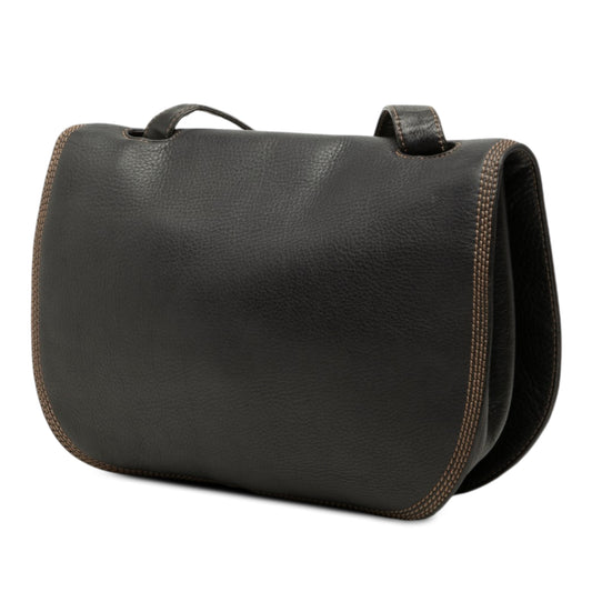 Leather Anagram Flap Crossbody Black - Lab Luxury Resale