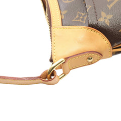 Louis Vuitton Monogram Odeon PM brown bag with leather trim and gold-tone hardware, stylish and compact for everyday use.