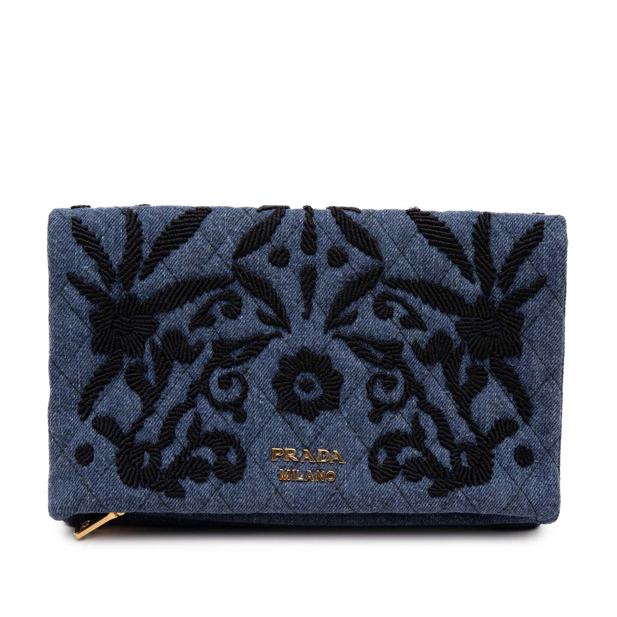 Embroidered Denim Impunto Clutch Blue - Lab Luxury Resale