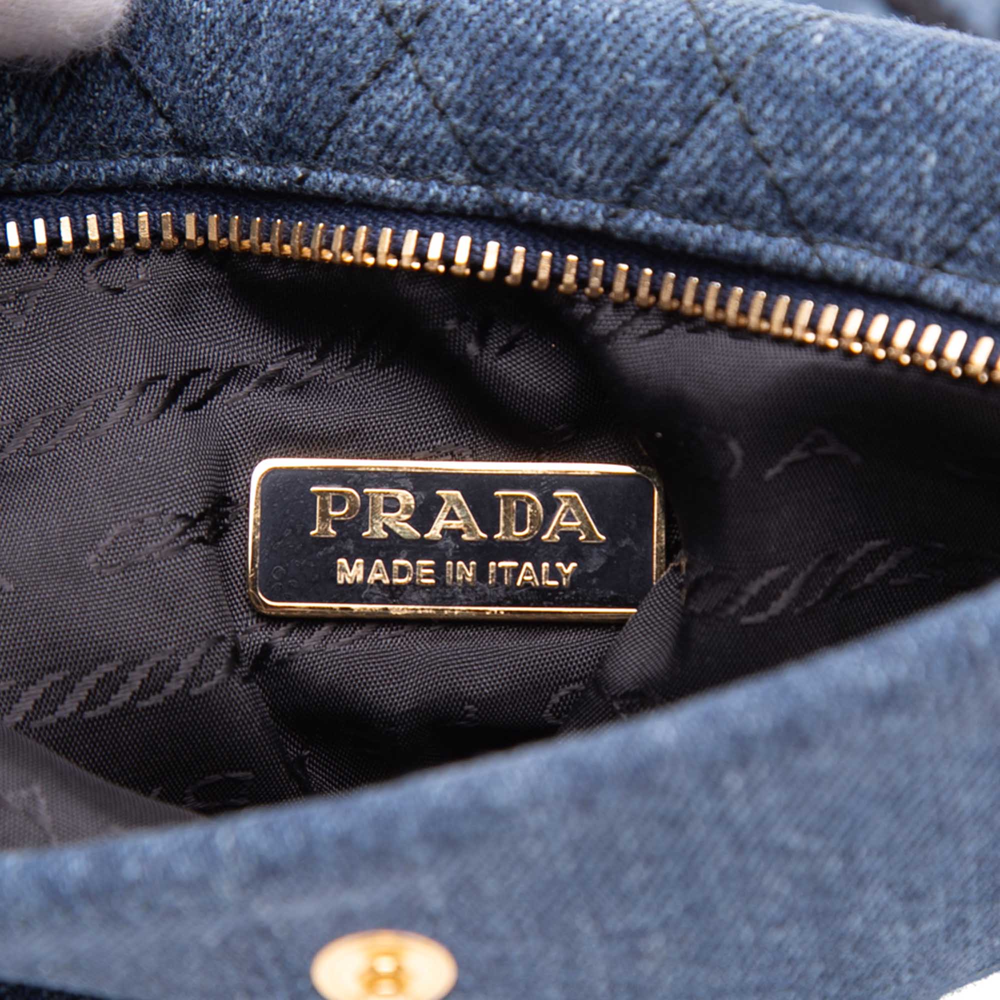 Embroidered Denim Impunto Clutch Blue - Lab Luxury Resale