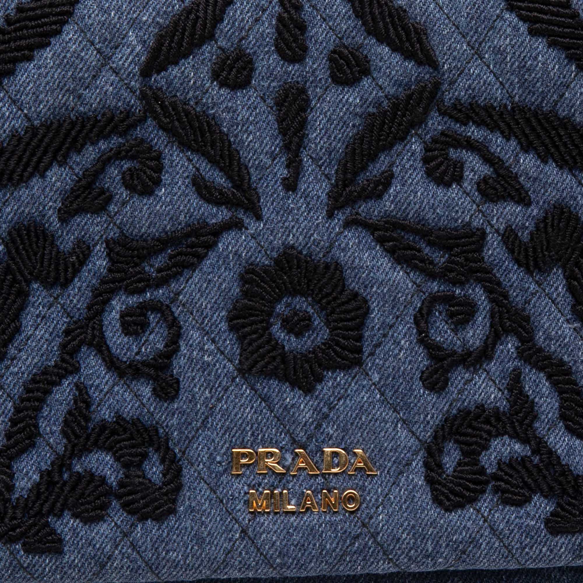 Embroidered Denim Impunto Clutch Blue - Lab Luxury Resale