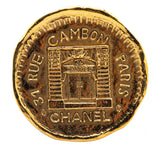 Pre-Owned Chanel Gold Plated 31 Rue Cambon Round Brooch