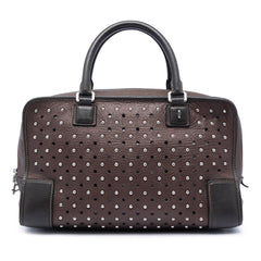 Bicolor Leather Studded Perforated Amazona 36 Brown - Lab Luxury Resale