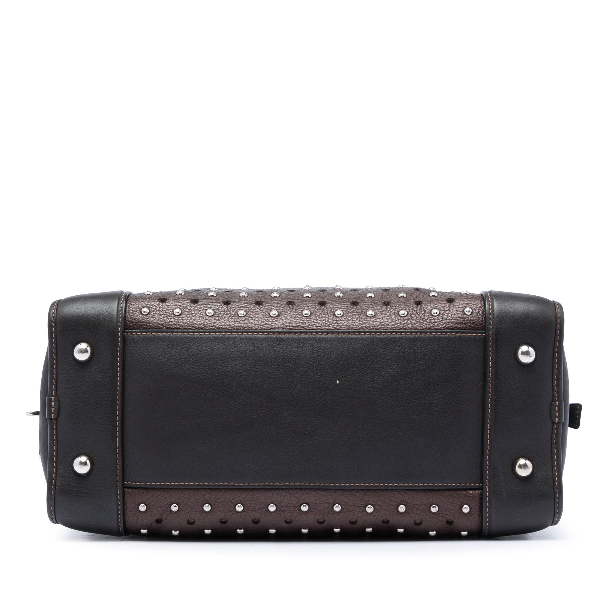 Bicolor Leather Studded Perforated Amazona 36 Brown - Lab Luxury Resale