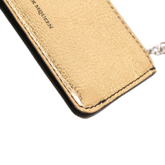 Metallic Leather Skull Charm Zip Card Holder Gold - Lab Luxury Resale