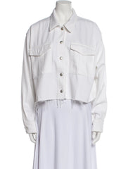 AGOLDE white oversized denim jacket in XS size, front view showing classic collar and button closure, new without tags