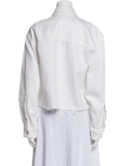 AGOLDE white oversized denim jacket in XS size with classic design, displayed on a mannequin.