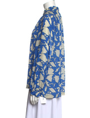 Raquel Allegra Blue & White Silk Blouse