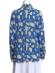 Raquel Allegra Blue & White Silk Blouse
