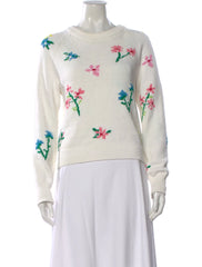 White + Warren Floral Cotton Sweater Size Small
