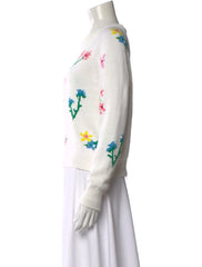 White + Warren Floral Cotton Sweater Size Small
