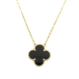 18K Yellow Gold and Onyx Vintage Alhambra Pendant Necklace Gold - Lab Luxury Resale